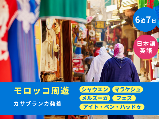 6泊7日 モロッコ周遊ツアー シャウエンほか10か所観光 迷宮都市フェズ2泊＜カサブランカ発着／日本語or英語＞