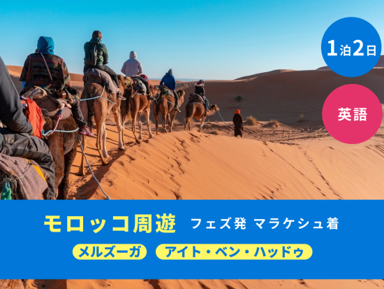1泊2日 モロッコ周遊ツアー 世界遺産アイト・ベン・ハッドゥ＆サハラ砂漠を観光＜フェズ発マラケシュ着／英語＞