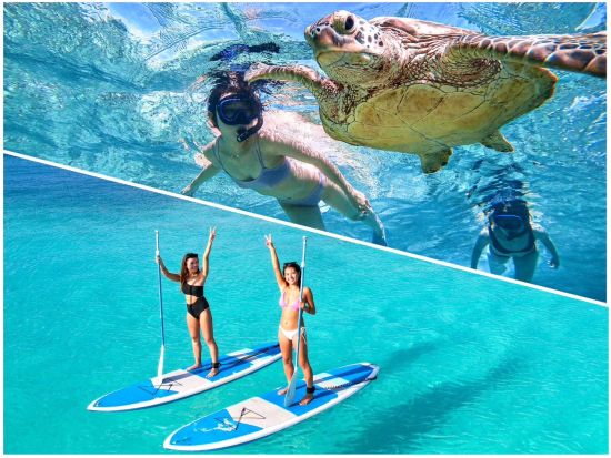 SUP＆ウミガメシュノーケリング 宮古ブルーの海で特別な体験を！初心者歓迎＆思い出写真を無料でプレゼント♪＜半日／宮古島＞