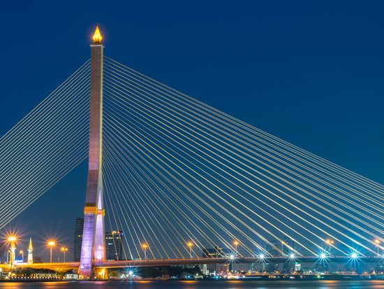Thailand_Bangkok_Chao Phraya River_Rama VIII Bridge_Night_shutterstock_644192584