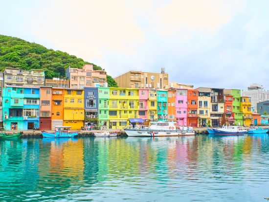 Taiwan_Keelung_Zhengbin Port Color Houses_pixta_110578720