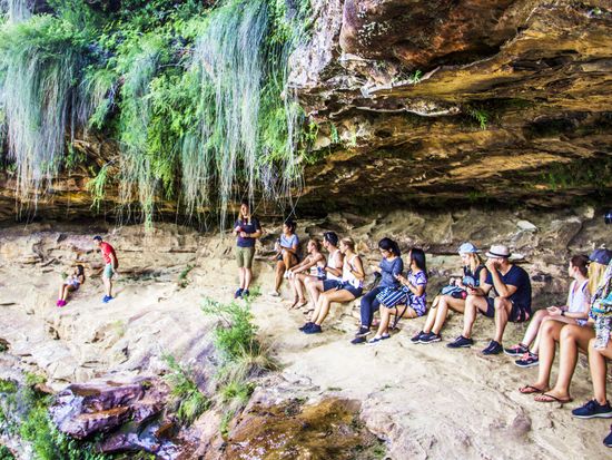 Blue Mountains - Group pic on Wentworth wilderness track views, GLT imagery
