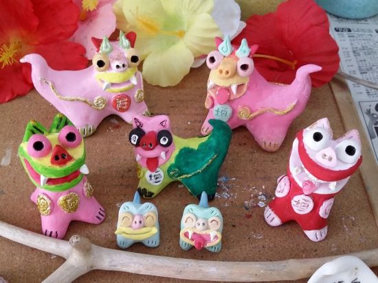 シーサー絵付け体験 ペイントをしてオリジナルシーサー作り！ハートや星模様で個性満点◎＜小・中・大・ミニサイズ対応／当日持ち帰り／約1時間／石垣島＞