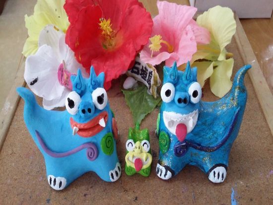 シーサー絵付け体験 ペイントをしてオリジナルシーサー作り！ハートや星模様で個性満点◎＜小・中・大・ミニサイズ対応／当日持ち帰り／約1時間／石垣島＞