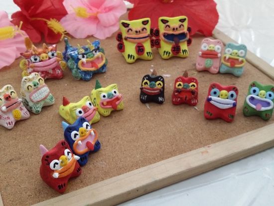 シーサー絵付け体験 ペイントをしてオリジナルシーサー作り！ハートや星模様で個性満点◎＜小・中・大・ミニサイズ対応／当日持ち帰り／約1時間／石垣島＞