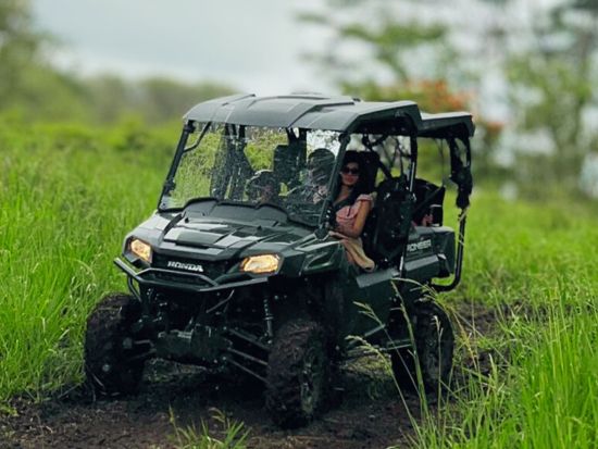 ハワイ島　ATVツアー　4人乗りバギー　広大な牧場内を四輪バギーで巡る！果物狩り＆動物ふれあい体験付き＜午前・午後／英語ガイド＞by オハナ・ランチ