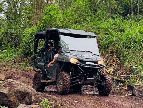 ハワイ島　ATVツアー　4人乗りバギー　広大な牧場内を四輪バギーで巡る！果物狩り＆動物ふれあい体験付き＜午前・午後／英語ガイド＞by オハナ・ランチ