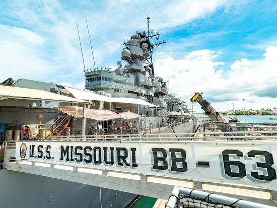 USS Missouri Gangway Entrance Banner Pearl Harbor Oahu