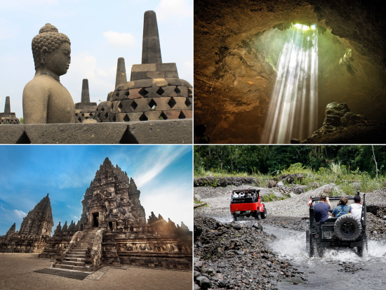 【プライベート】ジョグジャカルタ3泊4日観光ツアーボロブドゥール遺跡＋プランバナン寺院＋市内観光＋洞窟探検＜日本語ドライバー／専用車／ジョグジャカルタ空港発着＞