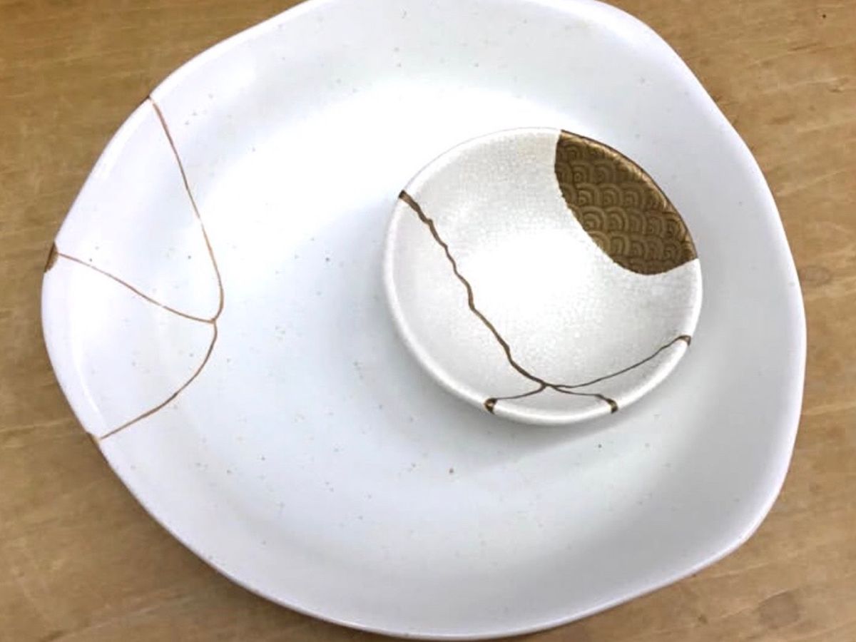 楽吉佐衛門　葵皿　菓子皿　金継ぎ 楽吉佐衛門 葵皿 菓子皿 金継ぎ 楽吉佐衛門 葵皿