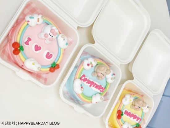 「ハッピーベアデ―」のデコレーションケーキ予約代行サービス　推し活・誕生日・記念日に最適なカラフルで可愛いケーキ＜3種類から選べる／ロッテデパート明洞本店＞