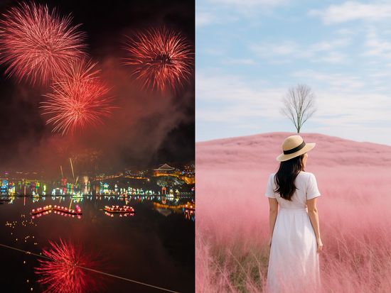 【10月7日～10月16日限定】晋州南江流灯祭り&ピンクミューリー畑観光ツアー　＜1日／選べる出発地／英語ガイド／釜山発＞の写真1