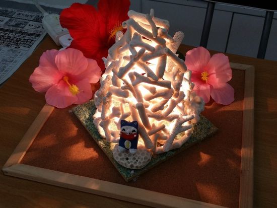 サンゴランプ作り体験 サンゴ・貝殻でつくるオリジナルランプ ＜当日持ち帰り／約1時間30分／石垣島＞