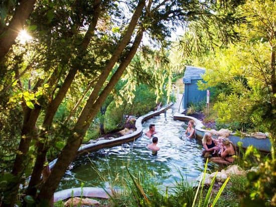 Bath House - Friends and family in hydro jet pool