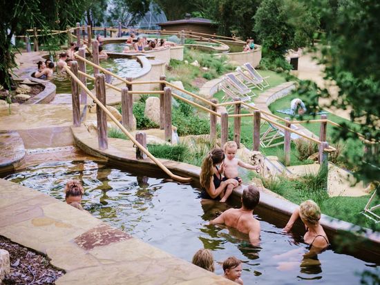 9 Bath House amphitheatre families relaxing