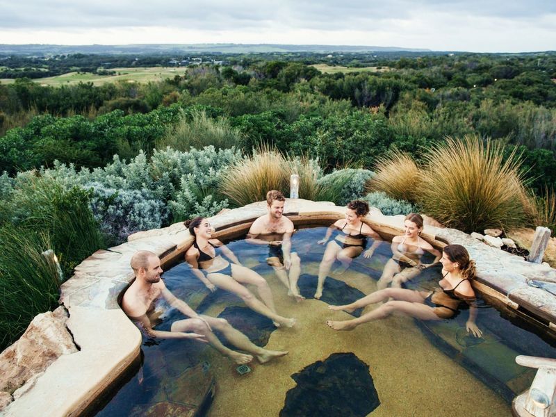 Bath House  - group bathing in hilltop pool