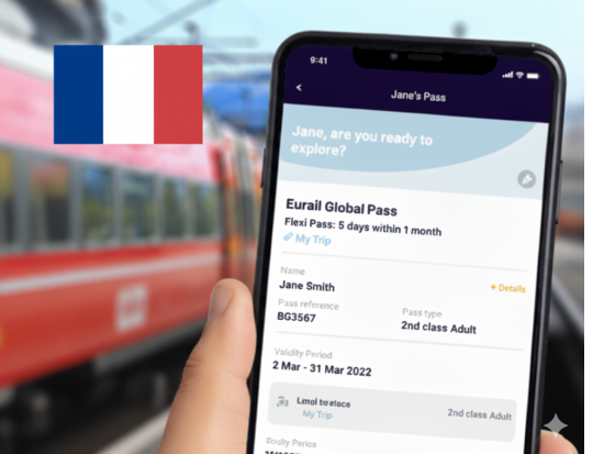 ユーレイル・フランス　モバイルパス（フレキシタイプ）　フランス国内の鉄道が乗り放題