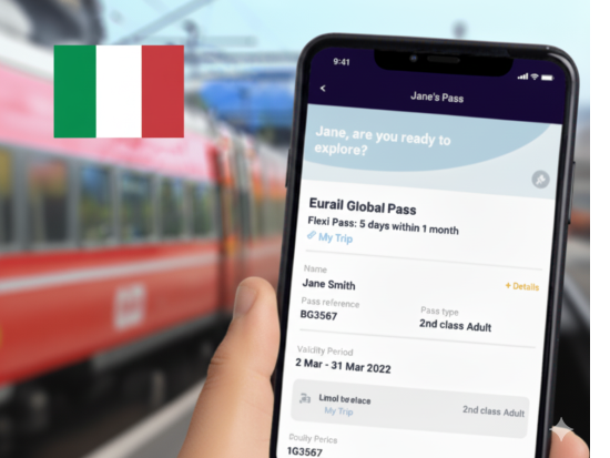 ユーレイル・イタリア　モバイルパス（フレキシタイプ）　イタリア国内の鉄道が乗り放題