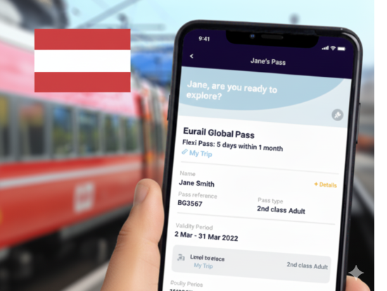 ユーレイル・オーストリア　モバイルパス（フレキシタイプ）　オーストリア国内の鉄道が乗り放題