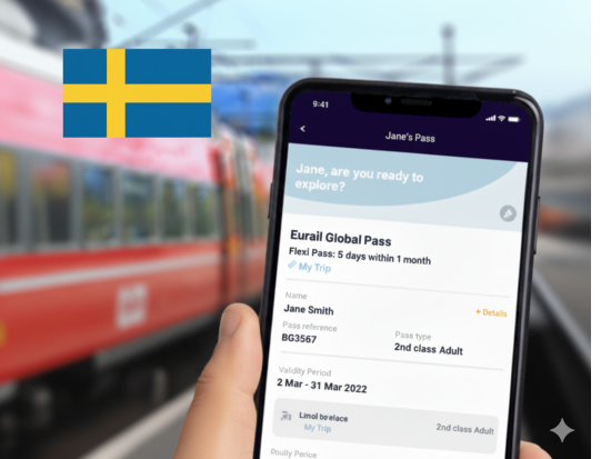 ユーレイル・スウェーデン　モバイルパス（フレキシタイプ）　スウェーデン国内の鉄道が乗り放題
