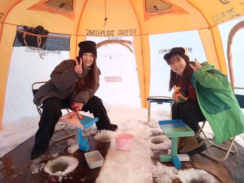 茨戸川氷上わかさぎ釣り体験 テントで安心♪わかさぎは天ぷらで実食