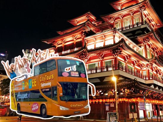 シンガポール夜景満喫ツアー　ガーデンズ・バイ・ザ・ベイでガーデン・ラプソディー観賞＋オープントップバス＋リバーボート体験を満喫！＜日本語ガイド＞