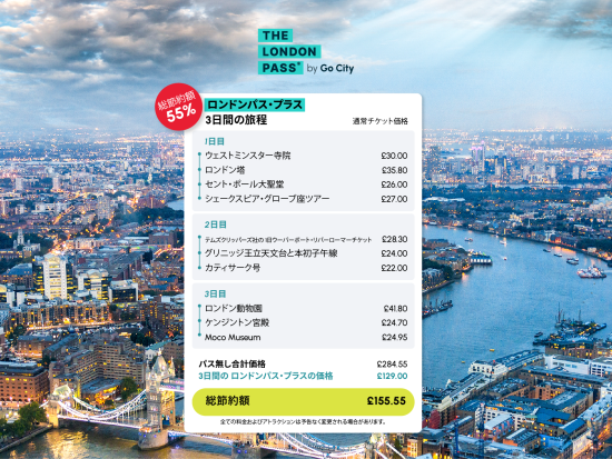 ロンドンパス　Go City オール・インクルーシブパス　好きなだけ、多くのアトラクションを満喫できる