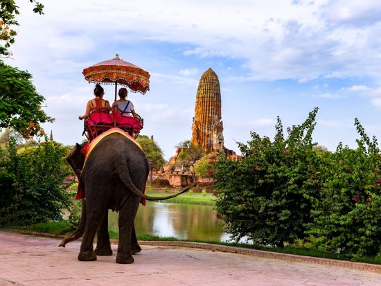 アユタヤ遺跡＋紫の寺院半日観光ツアー　3大遺跡巡り＋象乗り体験　貸切プランあり＜選べる午前・午後／日本語ガイド＞