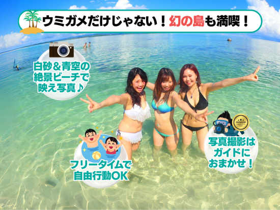 幻の島上陸＆ウミガメ or マンタシュノーケリング  半日で人気スポットを巡れる◎GoProレンタルあり＜約3時間／送迎付／石垣島＞