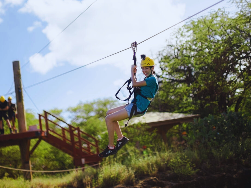 Zip through the lush greenery at Coral Crater