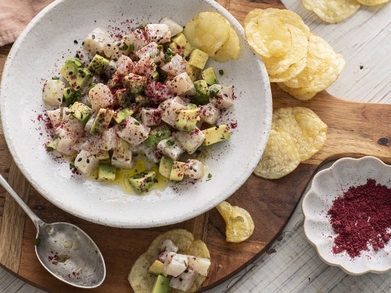 Kingfish with Davidson plum, seaweed and black sesame (First Nations)--2 (1)