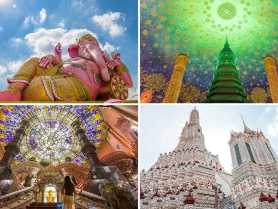 ピンクガネーシャ+ワットパクナム+エラワンミュージアム＋ワットアルン観光ツアー　親子旅・大人旅におすすめ＜1日／日本語ガイド＞