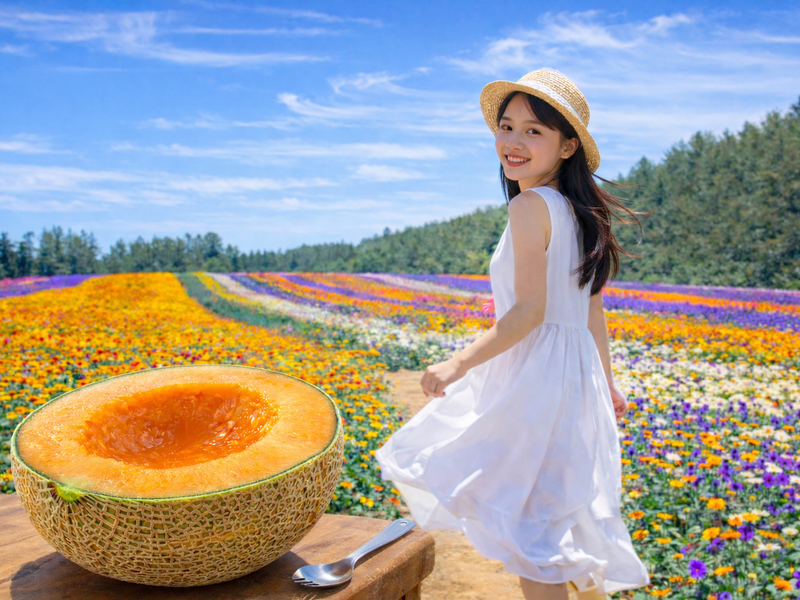 带哈密瓜的A线首图(勺子放旁边）