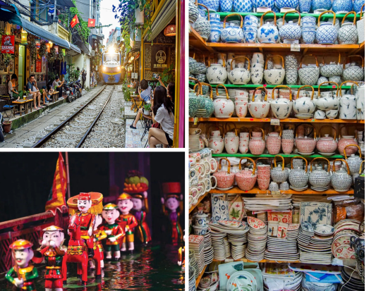 ハノイ市内観光ツアー　トレインストリート＆水上人形劇＆バッチャン村 ＜フォーの昼食付き／日本語ガイド＞