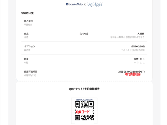 Travolutionバウチャー例