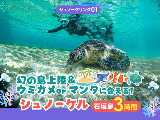 幻の島上陸＆ウミガメ or マンタシュノーケリング  半日で人気スポットを巡れる◎GoProレンタルあり＜約3時間／送迎付／石垣島＞の写真1