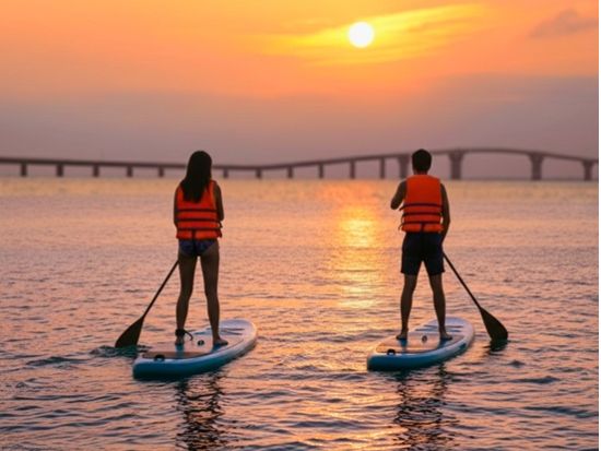 宮古島定番アクティビティ　ウミガメ体験＋サンセットSUPセットプラン＜再チャレンジ無料保証／写真付き／1日／宮古島＞