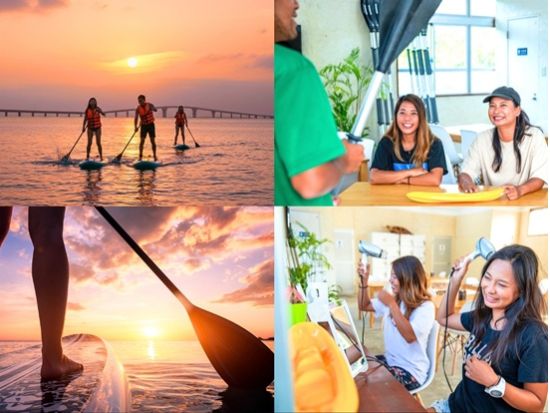 サンセットSUPツアー　夕陽に染まる海へ向かって出発！ ＜5歳から参加OK／宮古島＞