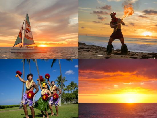 サンセットセーリング＋伝統ルアウ＆ハワイアンショー「カウラ・ルアウ」＜コオリナ発＞