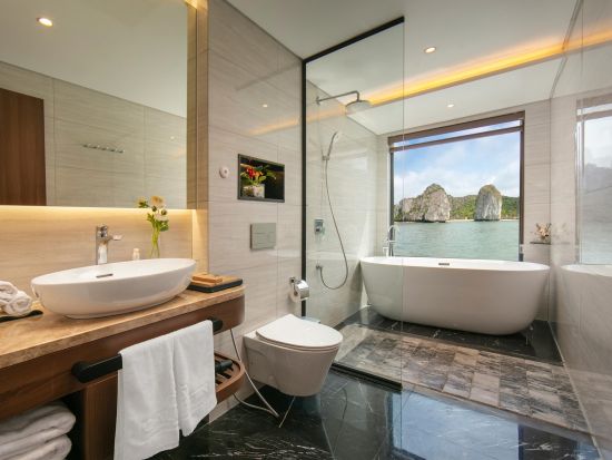 世界遺産ハロン湾1泊2日クルーズ「カリスタクルーズ」　全室バルコニー付きの最新ラグジュアリー船＜英語ガイド／ハノイ往復送迎または現地集合＞