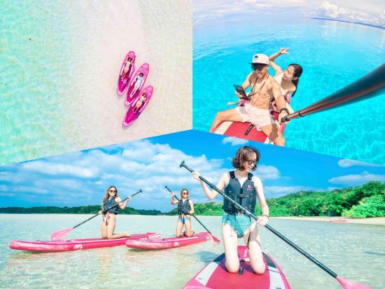 川平湾SUP 真っ白な砂浜と“カビラブルー”を堪能◎GoPro貸出＆写真付き ANAグループ機内誌「翼の王国」掲載＜約2時間／現地集合おすすめ／石垣島＞