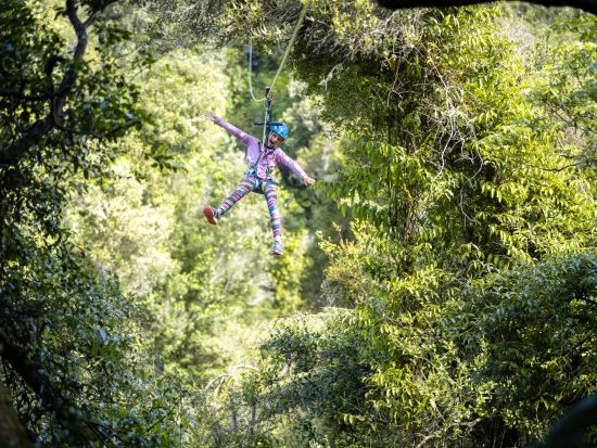 ロトルアジップライン体験　オケレ滝で大自然満喫！ラフティング＆温泉付きプランあり＜英語ガイド／半日＞