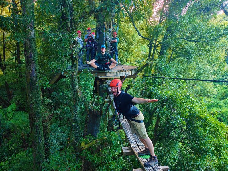 Lean our bridge on the Original Canopy Tour