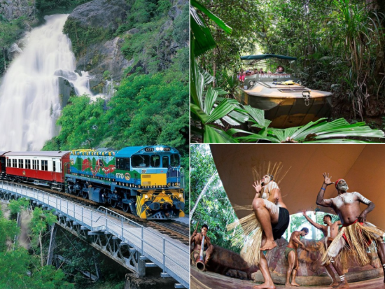 世界遺産キュランダ （往路バス／復路鉄道＆アーミーダック＆アボリジナル文化体験 ）1日観光ツアー＜英語ガイド＞