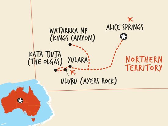 【2泊3日】キャンプツアー カタジュタ風の谷とウルル サンセット&サンライズと麓めぐりツアー&キングスキャニオン＜英語／エアーズロック発アリススプリングス着＞