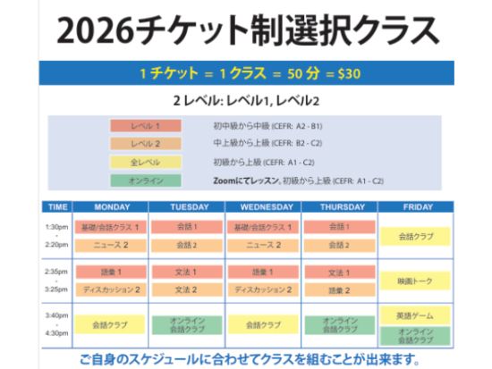 ハワイ・パームス・イングリッシュスクール　大人（16歳以上）向け　選べるレベル別クラス　1レッスン（50分）から参加OK！＜平日／ワイキキ・ビジネスプラザ内＞