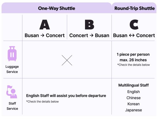 6月12＆13 KPOPグループWORLDTOUR 釜山↔アジアド主競技場　片道or往復送迎！グッズ購入も余裕の早着＋往復プランは荷物預かり付＜選べる出発地＞ 