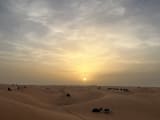 砂漠での夕陽